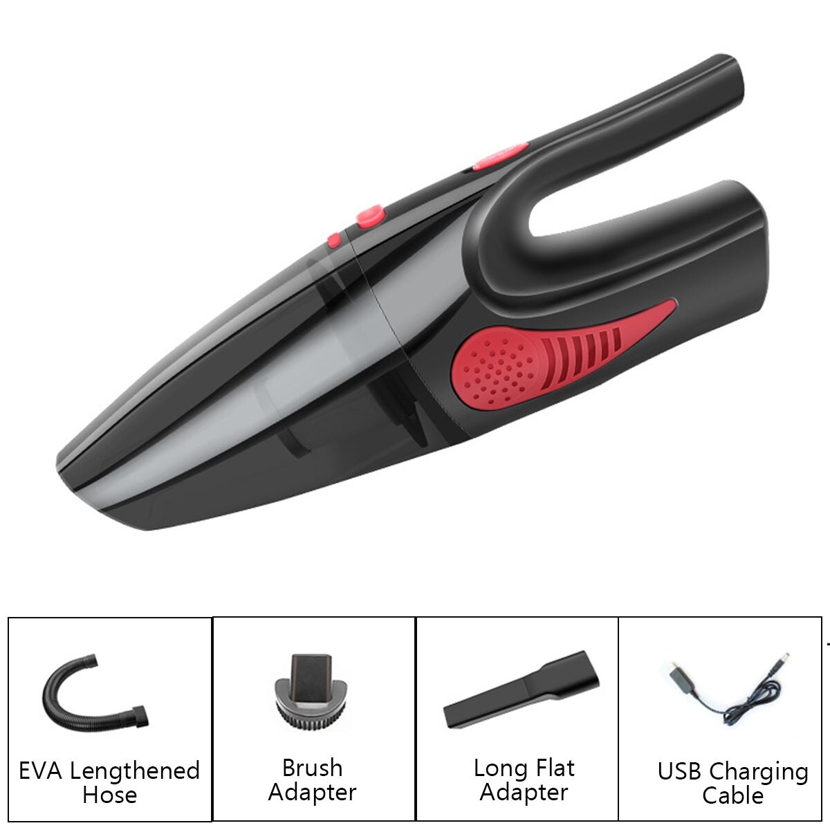 6500Pa Wireless/Wired Powerful Car Vacuum Cleaner Handheld 120W USB Cordless Wet&Dry Use Rechargeable Home Car Vacuum Cleaner: Wireless Black