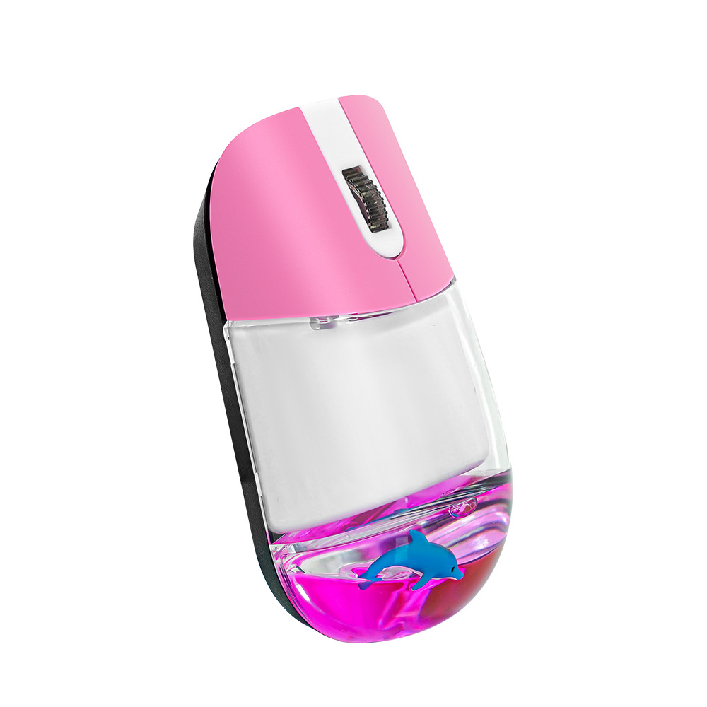 2,4G Nette Ozean Kreaturen Drahtlose Maus Kreative Schwimmende Tiere Computer USB Kristall Flüssigkeit Optische Mäuse Für Büro Laptop: Rot