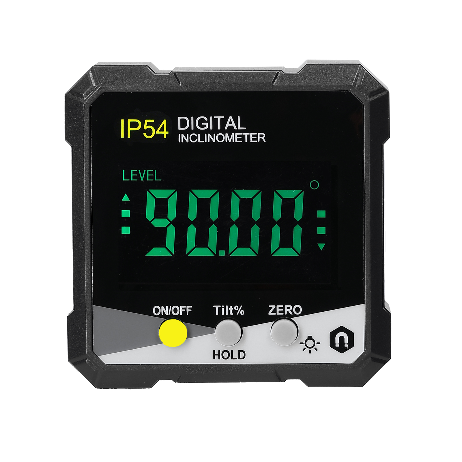 Digital Inclinometer Digital Protractor Slope Meter Digital Angle Ruler Single-side Magnetics Multifunctional Protractor: yellow