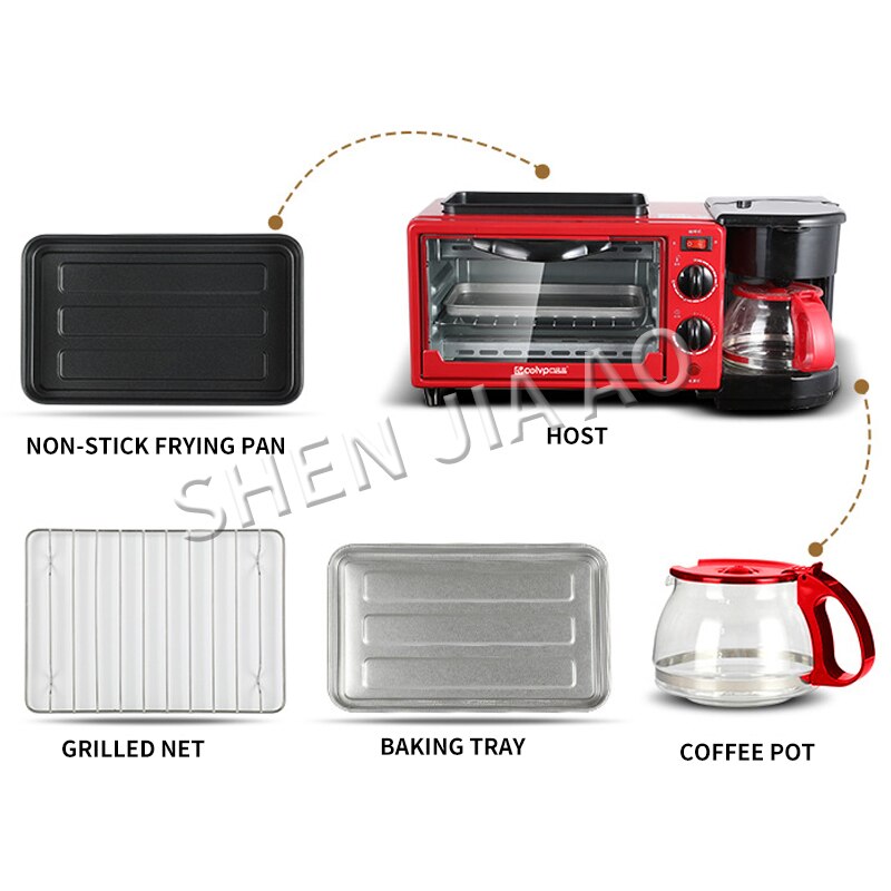 3 in 1 Multifunctional Breakfast Machine Coffee Maker Oven Roaster Machine Home Automatic Breakfast Maker Bread Maker Milk