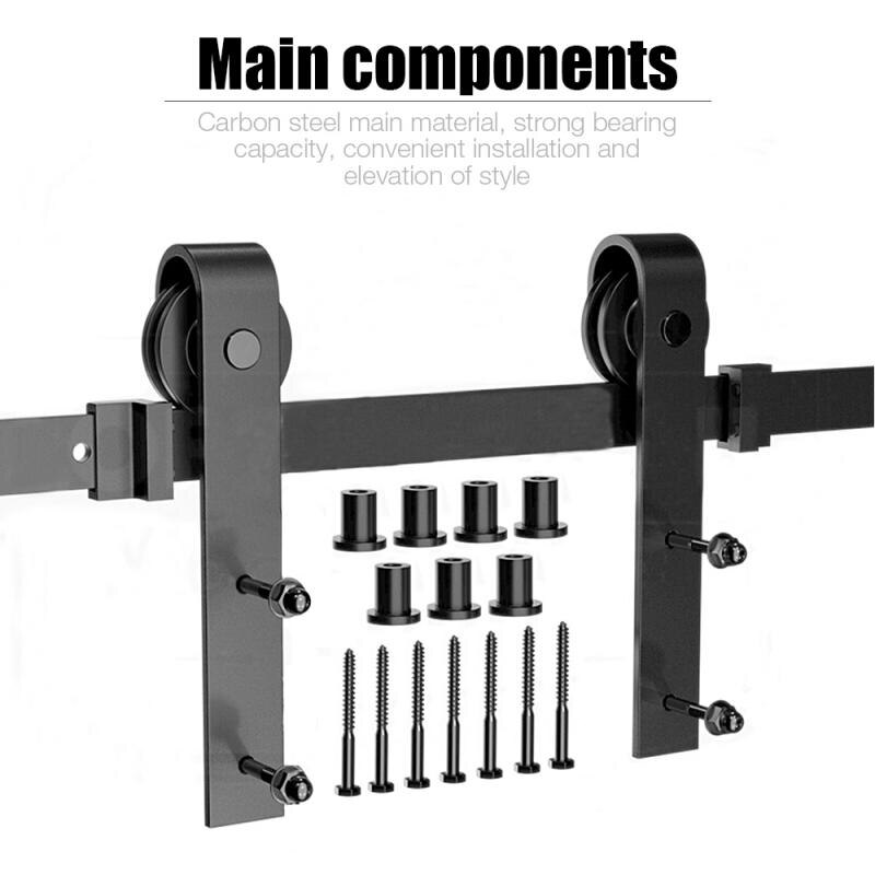 Schiebetür Scheune Spur Scheune Tür System Rutsche Bausatz Kohlenstoff Stahl Hardware- Holz Scheune Tür Schiene Hardware- Schiebetür Spur Bausatz HWC