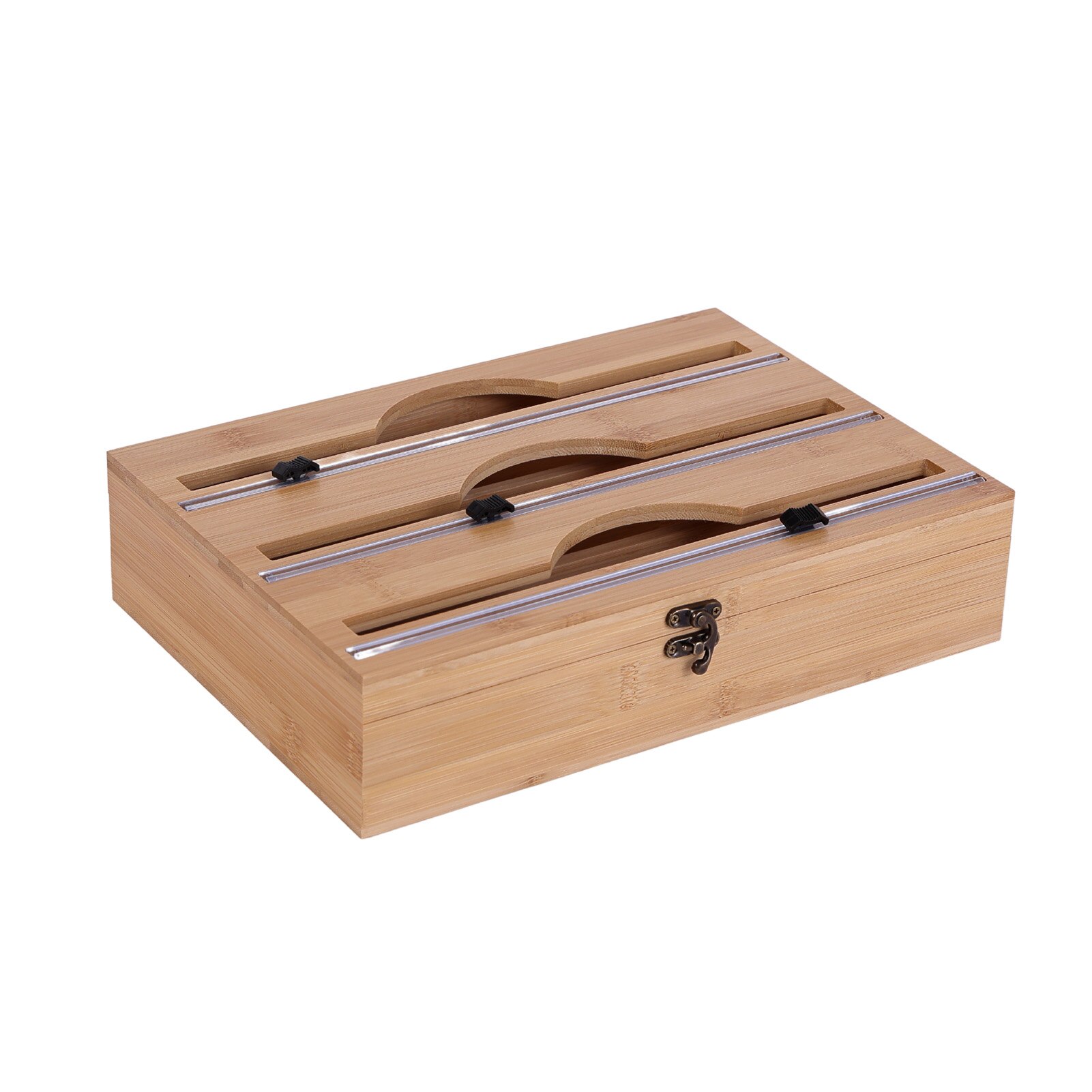 Wrap Dispenser &amp; Cutter For Cling Film Refillable Food Wrap Dispenser For Roll Tin Foil Cling Film Storage Organizer With Slid