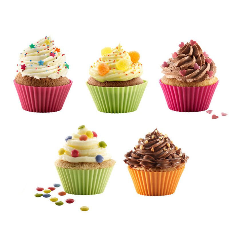 12Stck Silikon Kuchen Cupcake Tasse Kuchen Werkzeug Backformen Backen Silikon bilden Cupcake Und Muffin Cupcake Für DIY Durch Gelegentliches farbe #25