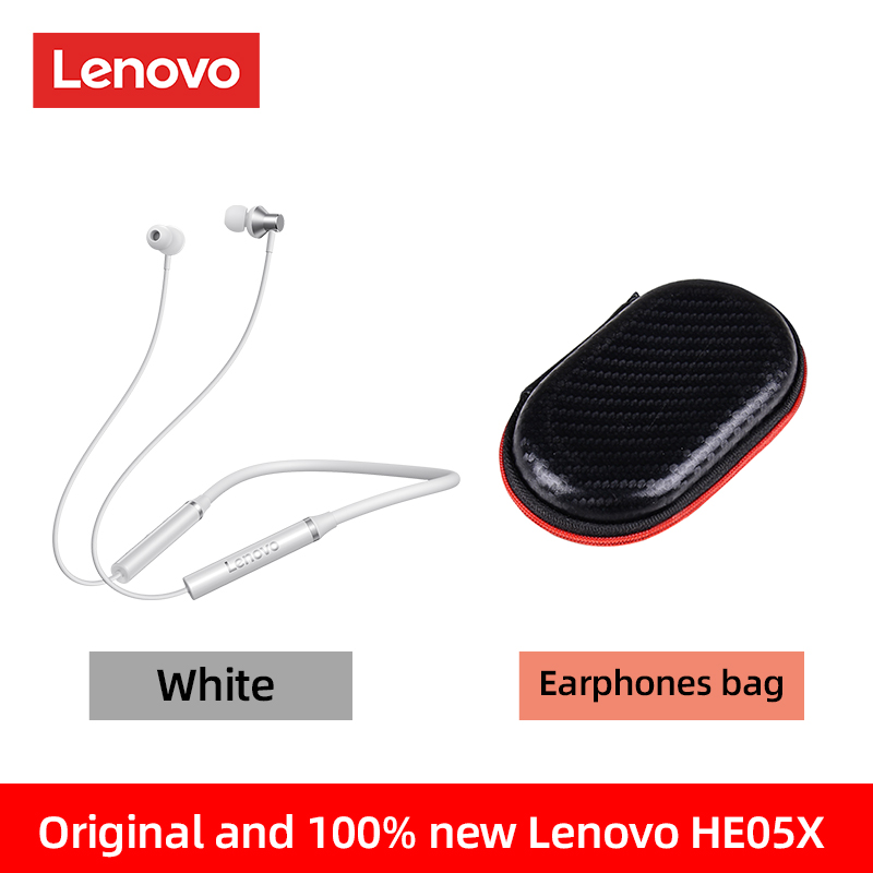 Lenovo HE05X Speaker Sport Wireless Bluetooth 5.0 In-Ear Earphone Waterproof Headphone Sports Neckband Headsets For Mobile Phone: white case