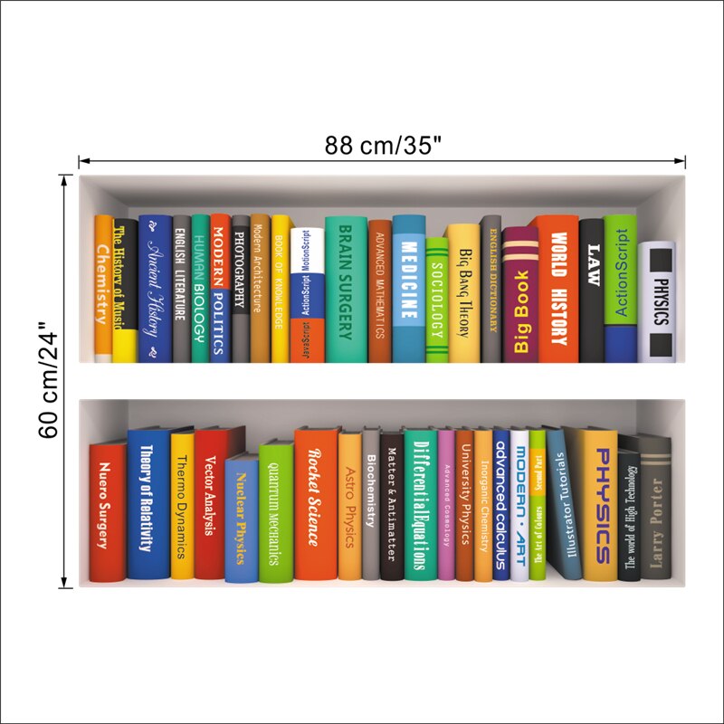 3d Bookshelf Wall Art Stickers For Office Study Room Kids Room Home Decoration Wall Mural Diy Pvc Decals