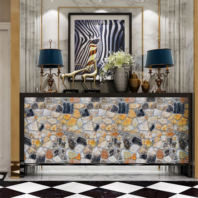 3D PVC Home Decor Wood Grain Wall Stickers Paper Brick Stone wallpaper Rustic Effect Self-adhesive Home Decor Sticker wallpaper