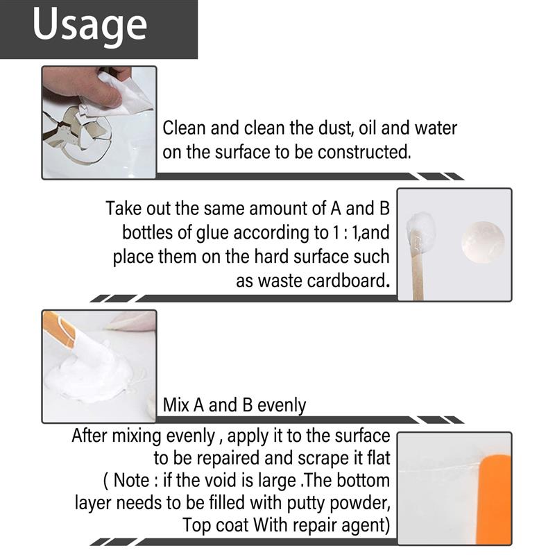 Keramische reparatiepasta A+B badkuip tegel douche reparatieset multifunctionele porseleinen reparatie voor crack chip keramische kalefateren reparatiepastenset