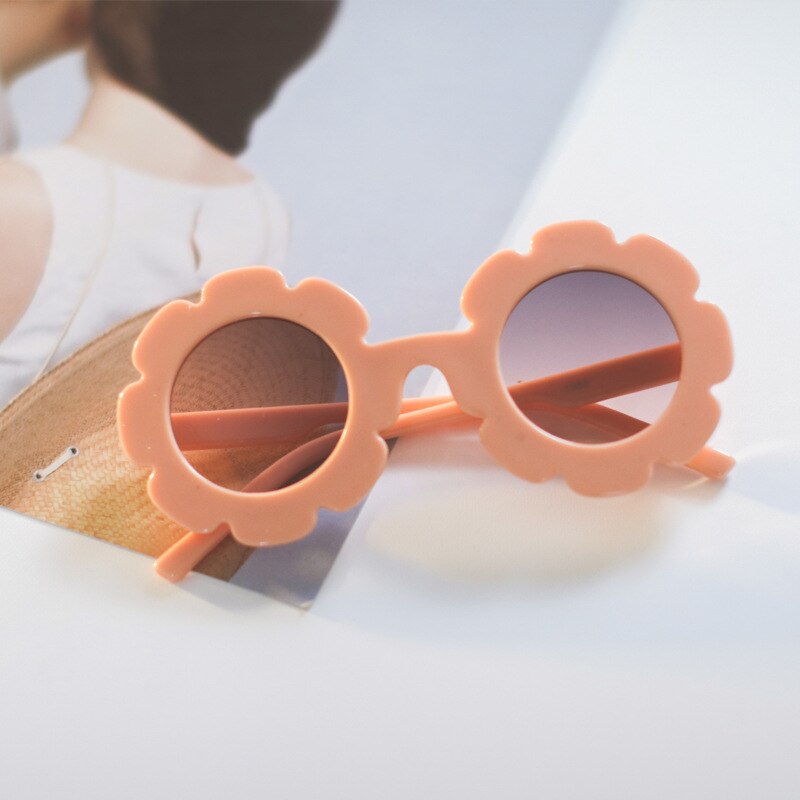 Gafas de sol redondas con flores para niños y niñas, anteojos de sol infantiles de de , de estilo Vintage, con círculo pequeño,: Beige