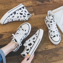Zapatillas de lona con estampado de dibujos animados para mujer, zapatos planos vulcanizados informales a la , zapatillas de plataforma altas, alpargatas