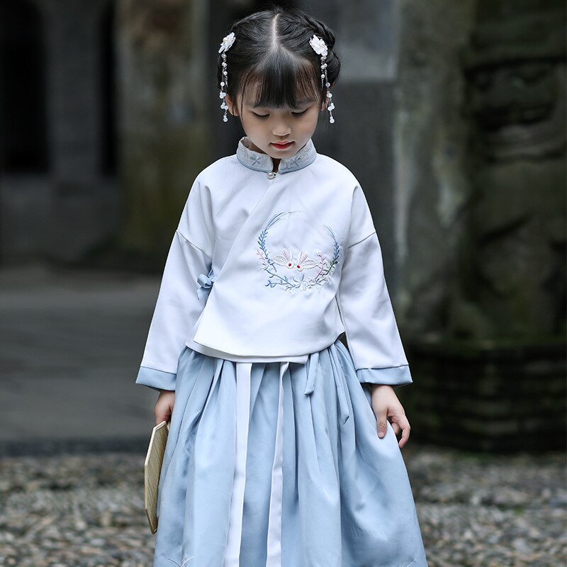 Children's Hanfu Dress - Chinese Folk Dance Costume - Princess Style Stage Wear - Spandex