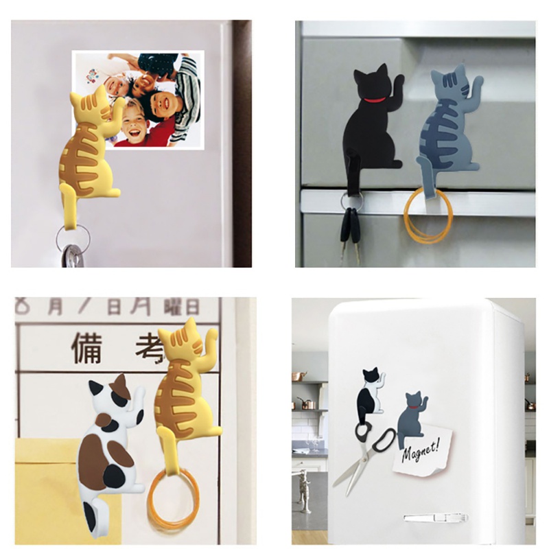 Multifunctional Cartoon Cat Fridge Magnet Hook Refrigerator Sticker Hooks For Light Gadget Ations