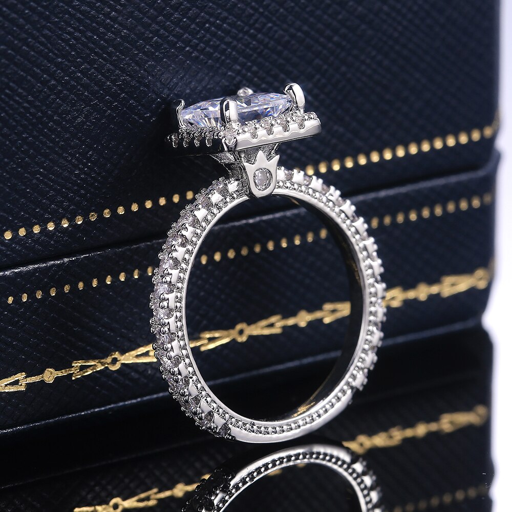 Huitan Classic Square Shape Women Weeding Ring AAA Princess Cut Zircon Lady Marriage Rings Timeless Jewelry