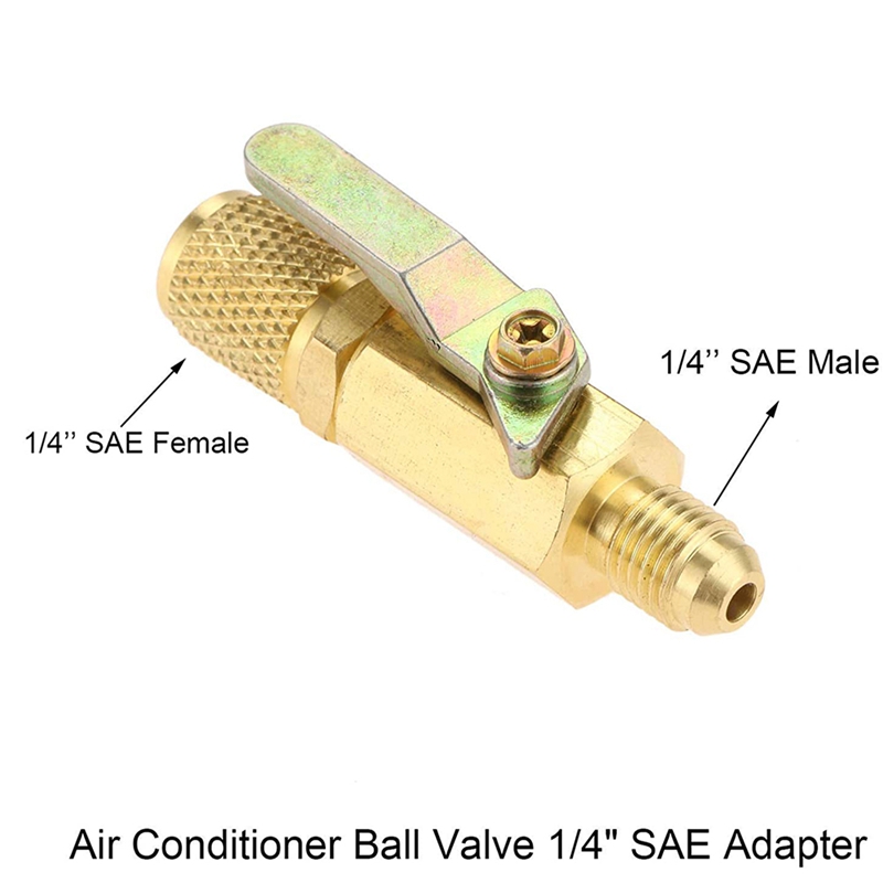 Air Conditioner Ball Valve 1/4 Inch SAE Adapter And 1/4 Inch Valves Core Quick Coupler Access Tee For R134A Refrigerant