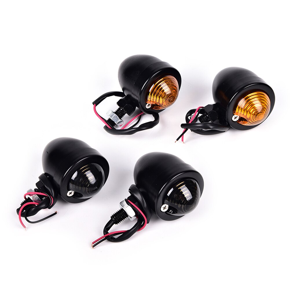 2Pcs Led Motorfiets Richtingaanwijzers Indicatoren Amber Black Bullet Richtingaanwijzer Lamp Oogkleppen Voor Scooter Motor