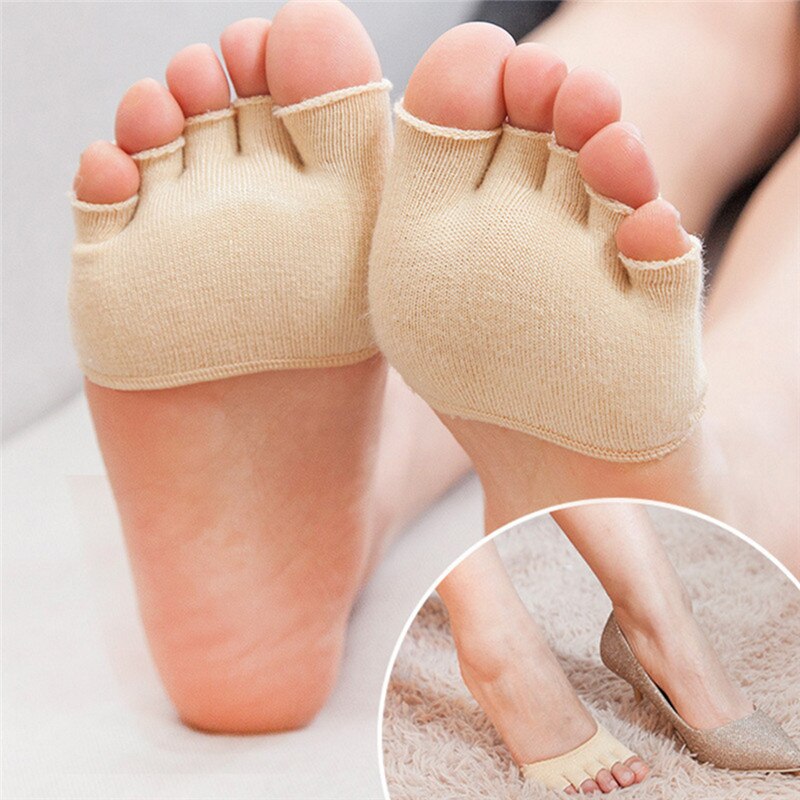 2pcs/Pair 5 Toes Rhythmic Ballet Dance Paw Shoes Gymnastics Foot Thongs Elastic Soft Lace Dancing Shoes Half Sole Accessories: nude