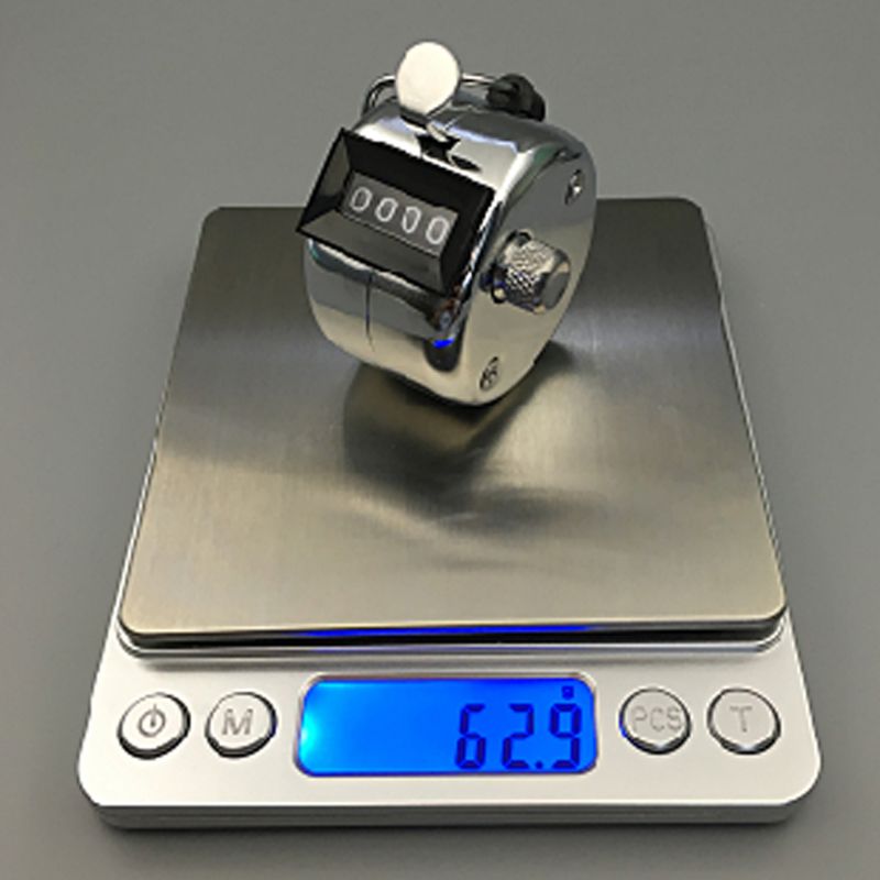 Hand Tally Counter Stainless Steel 4 Digit Mechanical Clicker with Finger Ring