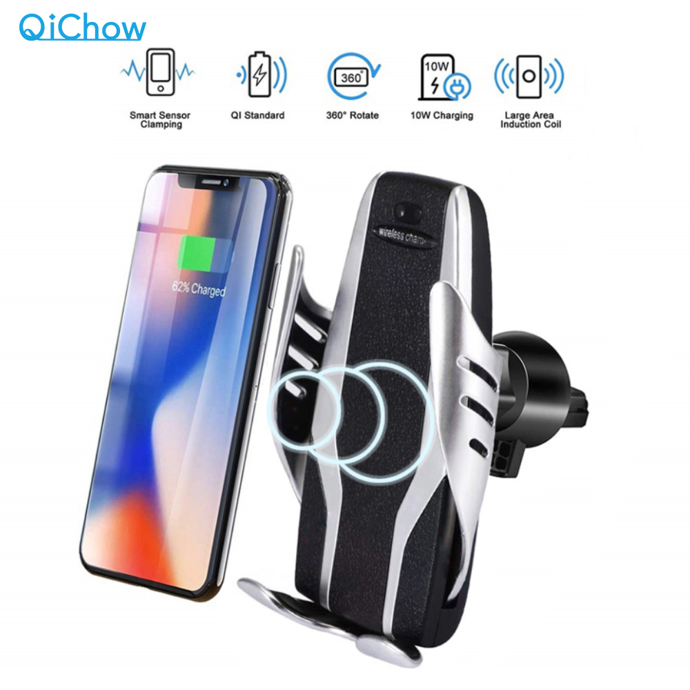 Qi Automatic Clamping Car Phone Holder Fast 10W Wireless Charging Car Charger Holder Mount Air Vent for iPhone X Max XR Samsung