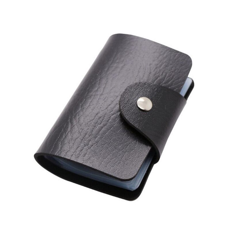 Pu Functie 24 Bits Credit Kaarthouder Effen Kleur Card Case Business Id Card Organizer Draagbare Mannen Vrouwen Portefeuilles Kaarthouder: Black