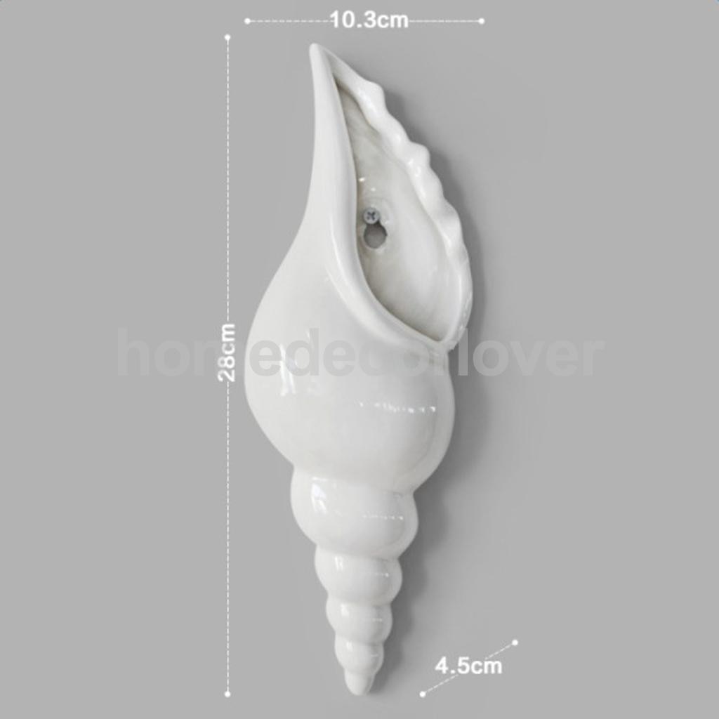 3D Decorative Porcelain Vases Spiral Shell Wall Flower Vase Hydroponics Plants Flower Holder Bottle, Wall Mounted