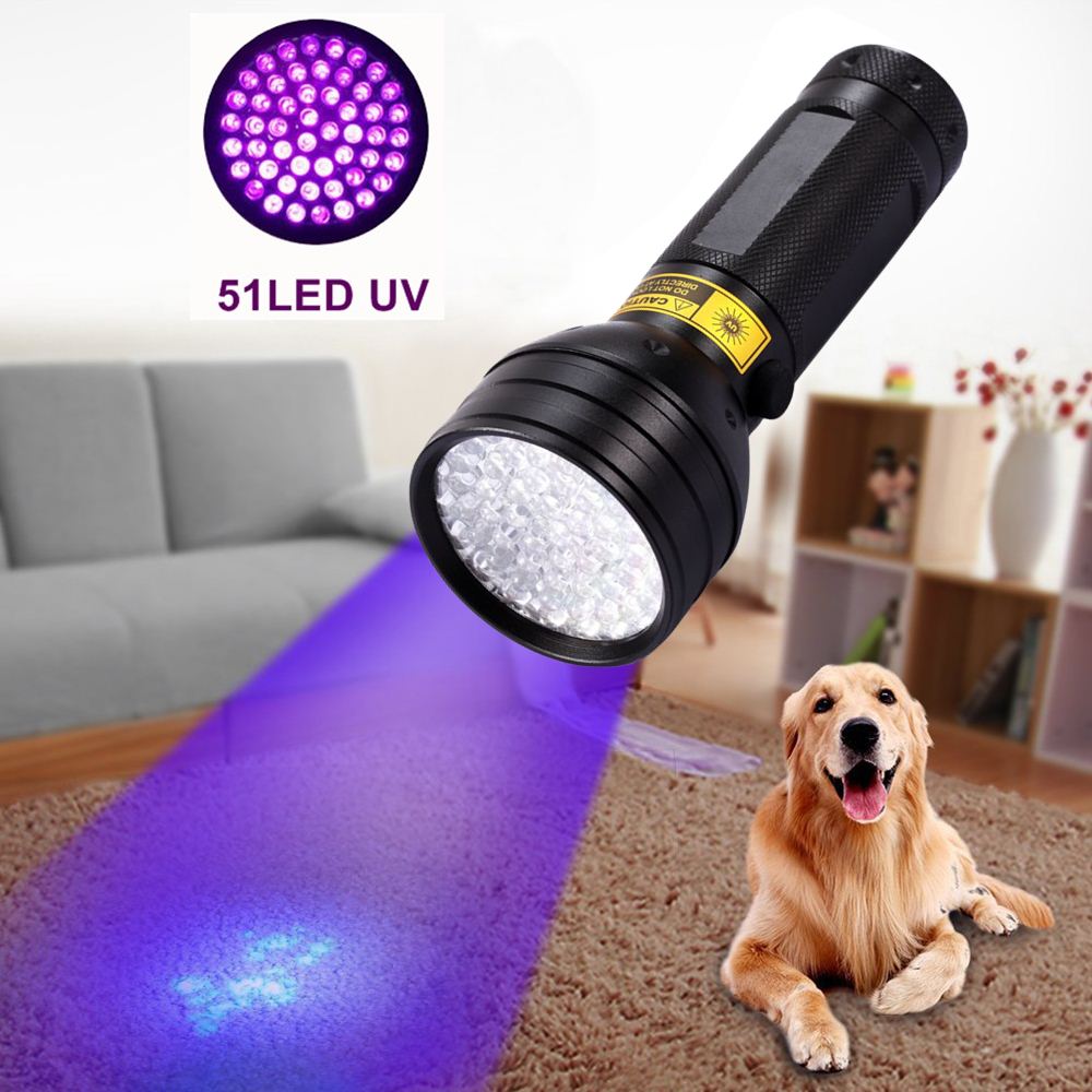 Alonefire 18w 100 led højeffekt uv lommelygte fakkel 395nm ultraviolet skorpioner kæledyr urin lækage detektion led lys aa batteri: 51uv