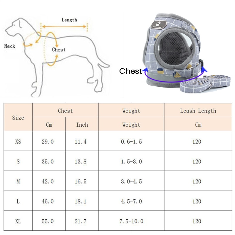 Reflective Pet Dog Harness Vest Easy Control for Small Medium Dogs Adjustable Dog Harness and Leash Set Puppy Walking Chain Lead