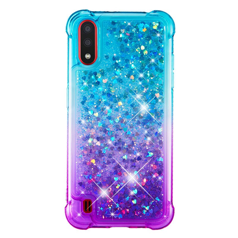 Copertura del silicone Per Samsung Galaxy A01 A21S A70 Liquido Dinamico Caso di Sabbie Mobili Per Samsung A 01 A015F A015 Del Telefono di Protezione caso: Samsung A01 / Blue -purple