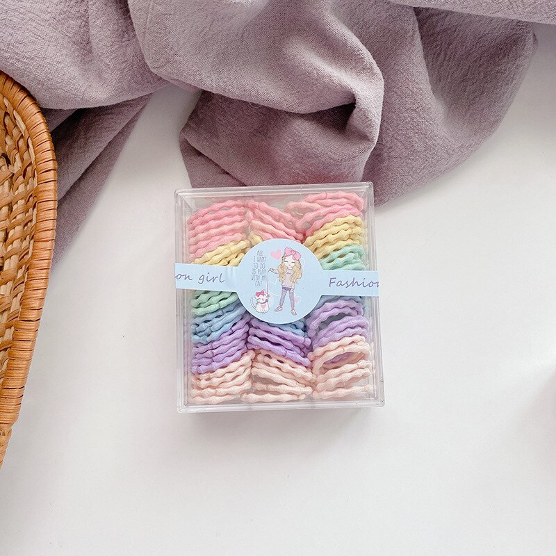 Faixas de cabelo elásticas para crianças, acessórios de cabelo para bebês com suporte de rabo de cavalo e mini cores mistas 100: style2