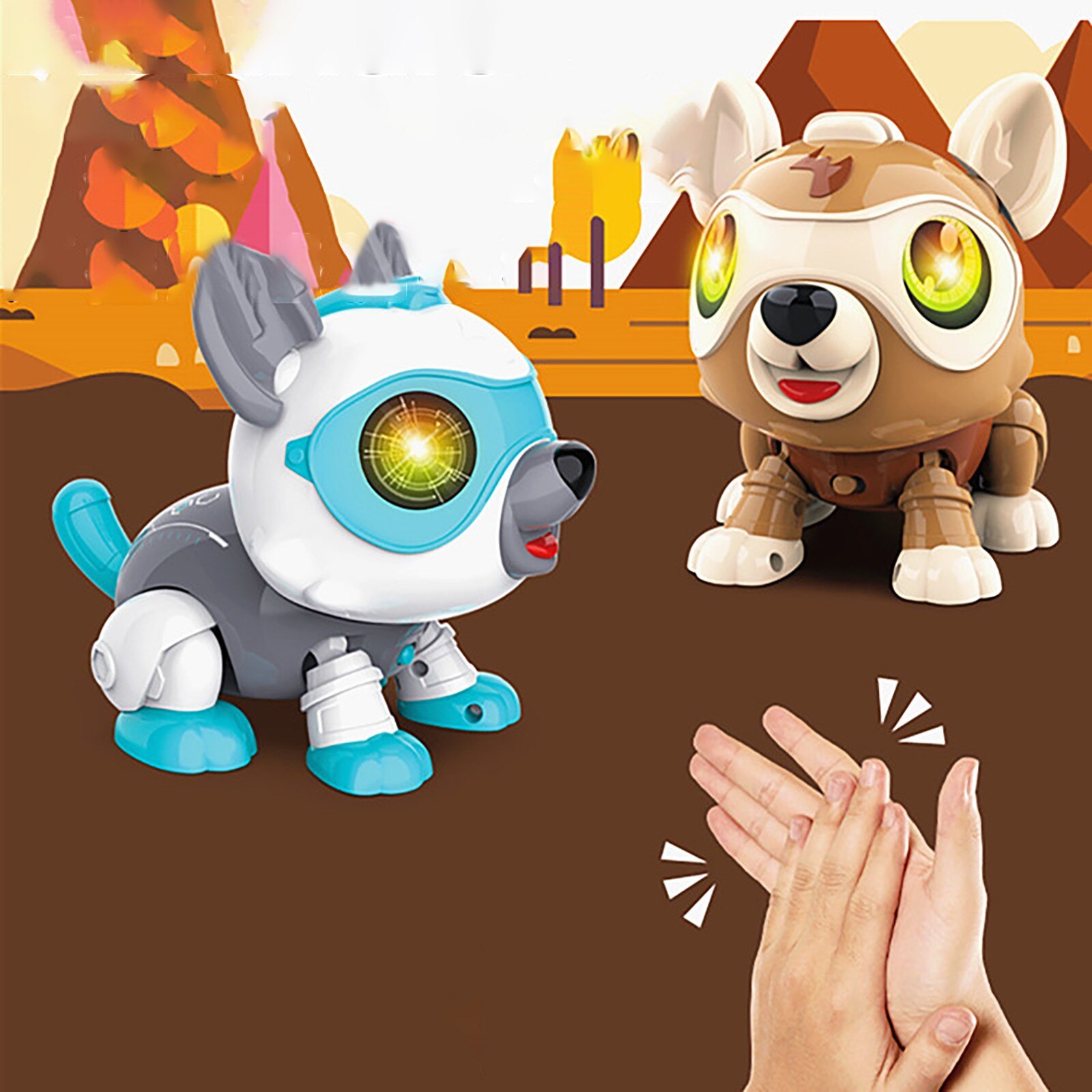Perro Robot electrónica para perros y cachorros, Control de ladridos por voz, Control táctil, para niños