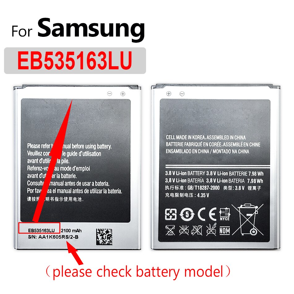 • Batteria EB-BJ120CBE per Samsung Galaxy mini GT S5570 S5250 S5330 S5750 S7230 T499 J120F J250F J260F G530H: EB535163LU