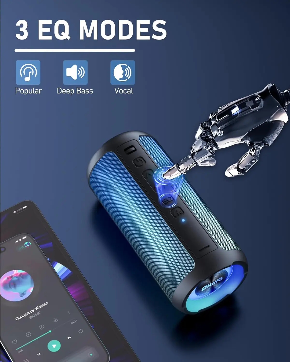 Trådlös bärbar vattentät högtalare camping bluetooth-högtalare med 40 led-pärlor bluetooth 5.3 tf- kortshögtalare för hemmafest