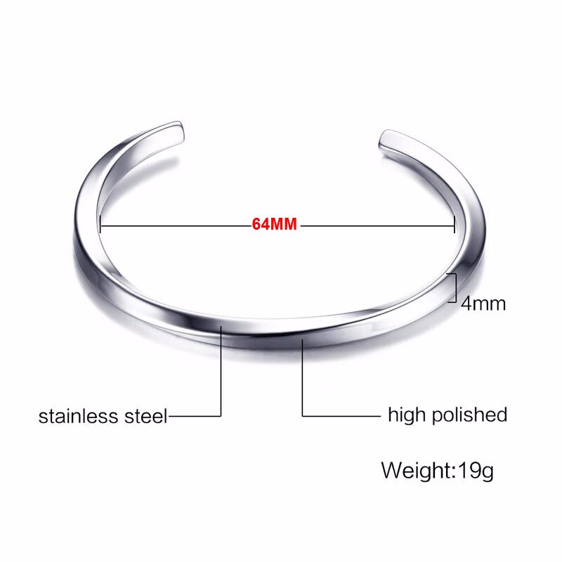 Twisted Rvs Manchet Armband Diverse Kleuren Armband Voor Mannen Unisex Sieraden 59Mm: Silver 64mm