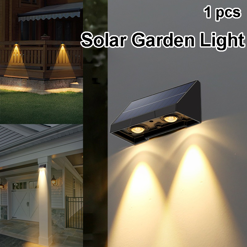 1 stuks zonne-tuinwandlamp buiten waterdichte verlichting warmlicht sfeer villa tuindecoratie voor terras of veranda