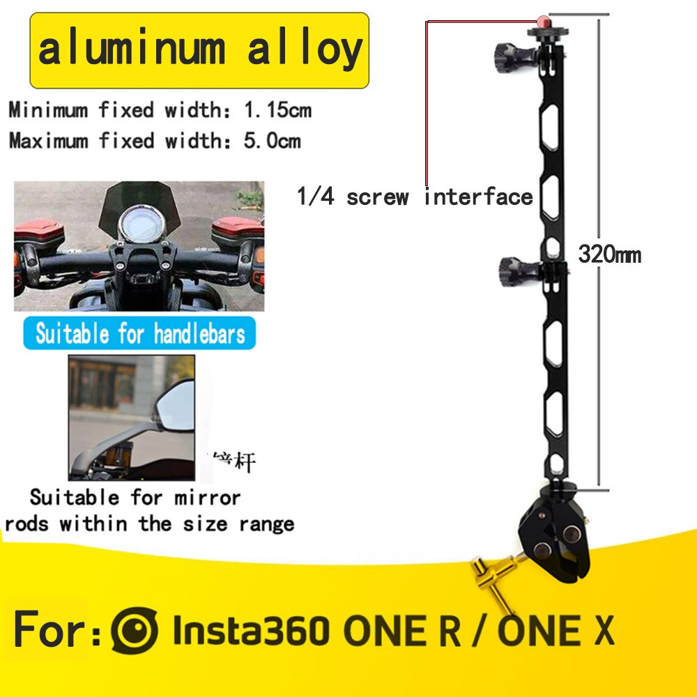 Motorcycle Camera Monopod Holder Handlebar Mount Bracket for GoPro &amp; Insta360 One X2 R bicycle Invisible Selfie Stick Accessory: Option 4