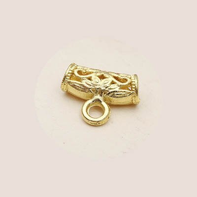 50pcs Gold Silver Bail Clasp Tube Beads Spacer Bead Hanger Connector For Diy Jewelry Making Fit 2mm Bracele/Necklace Rope Cord: gold