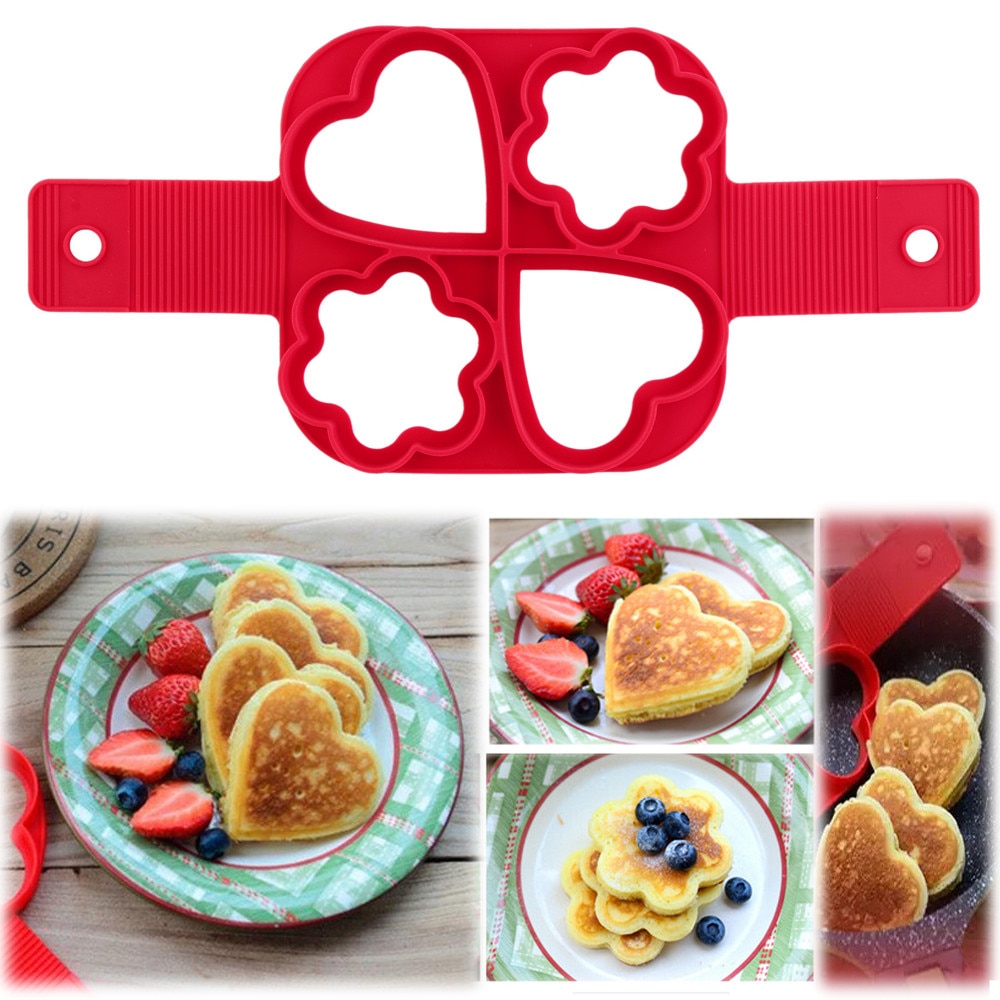 Máquina para hacer panqueques de 4 cavidades, forma rápida y fácil de hacer herramienta de cocción perfecta, molde de panqueque de silicona, herramientas de pastelería