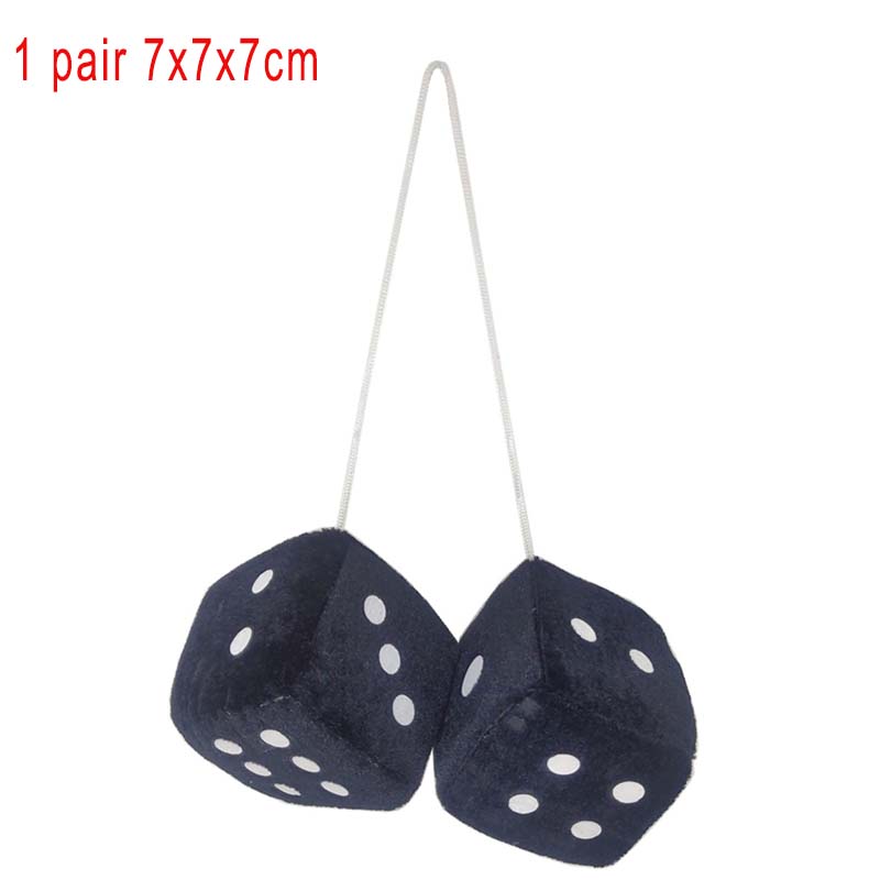 1 par fuzzy terninger prikker spejlbøjle dekoration bil styling tilbehør: 7cm- sorte