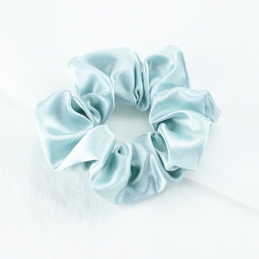 Chouchous en Satin de soie pour femmes et filles, élastique, en caoutchouc, solide, porte-queue de cheval, accessoires de cheveux, à la: Satin light green