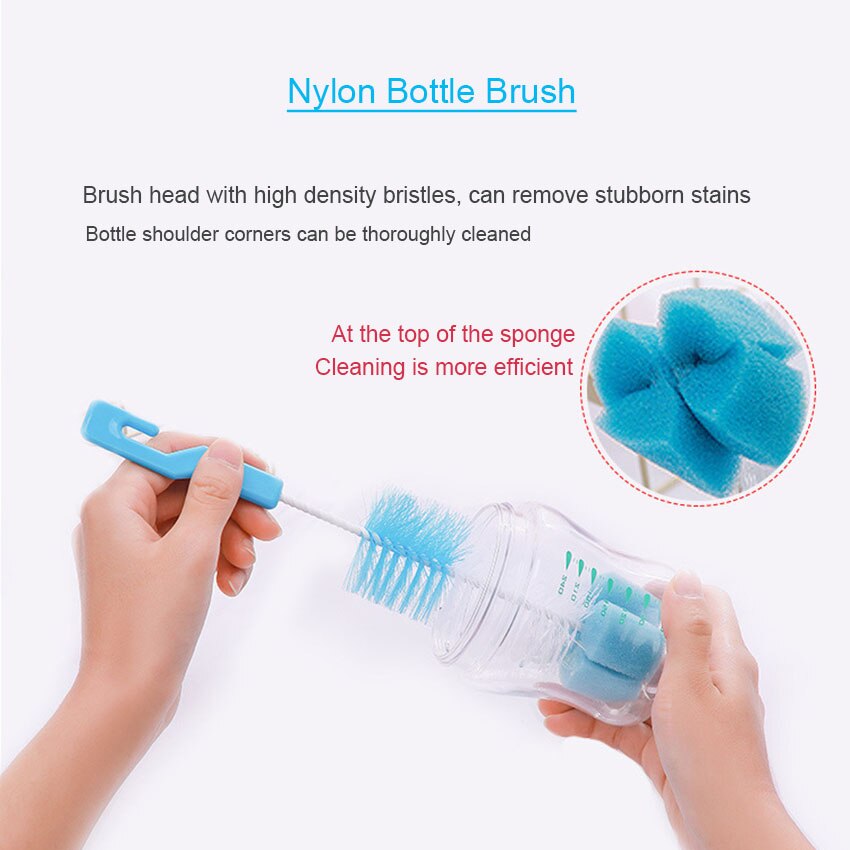 7Pcs Set di detergenti per pennelli per biberon capezzolo per bambini rotante a 360 gradi pulito spugna beccuccio tazza pennello Kit bottiglia strumento pulito
