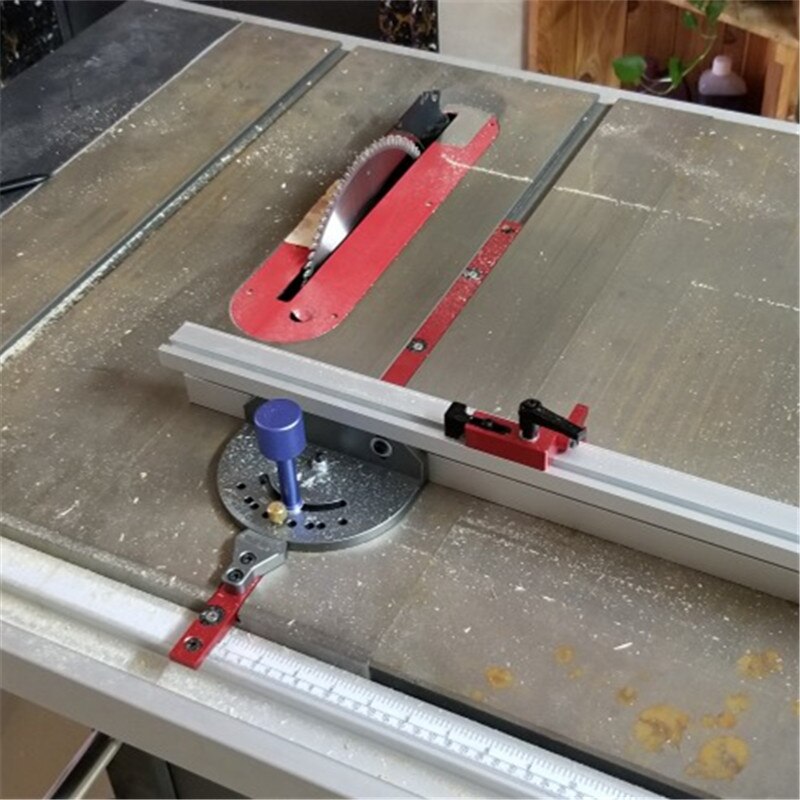 Aluminum Angle Miter Gauge Sawing Assembly Ruler Woodworking Tool 400mm Alluminium Fence with Metric Scale for Table Saw Router