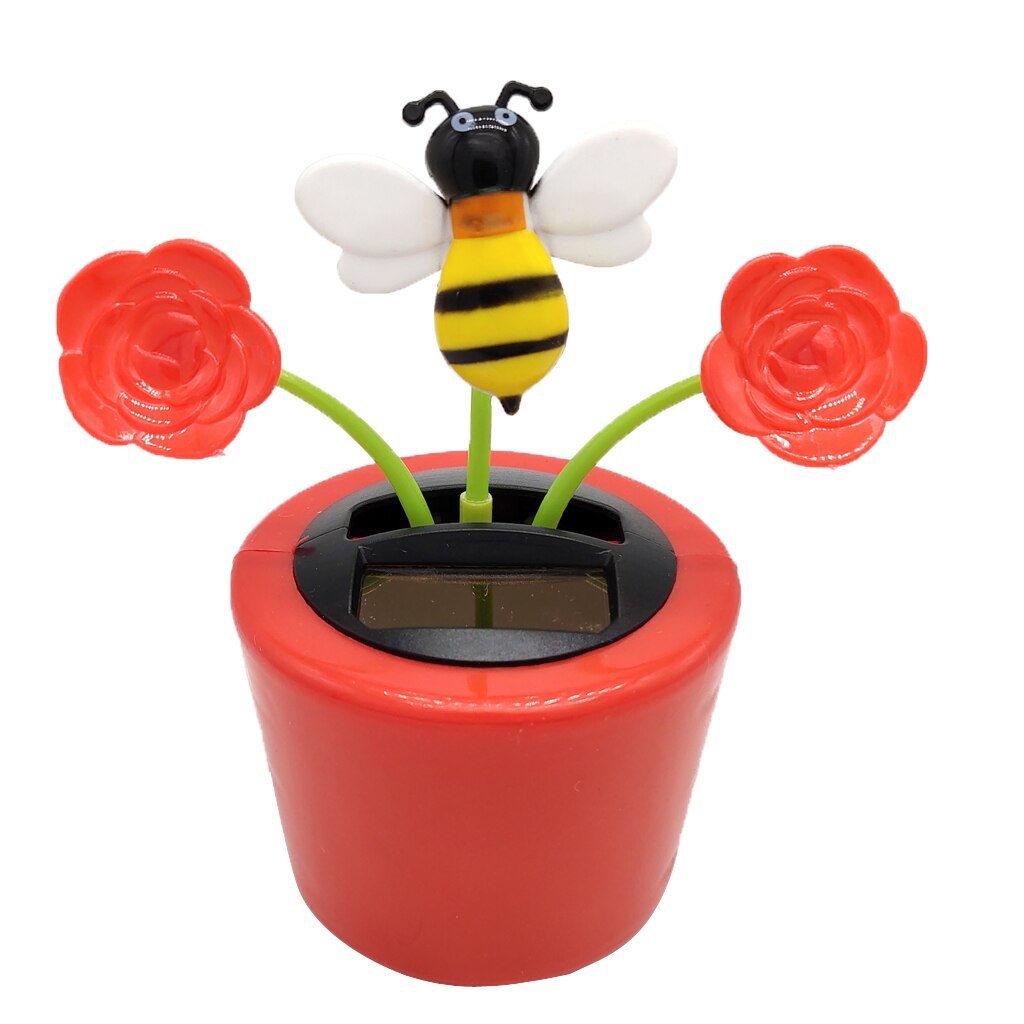 Solar Powered Rose Honey Bee Flower Dancing Doll Toy Home Decor