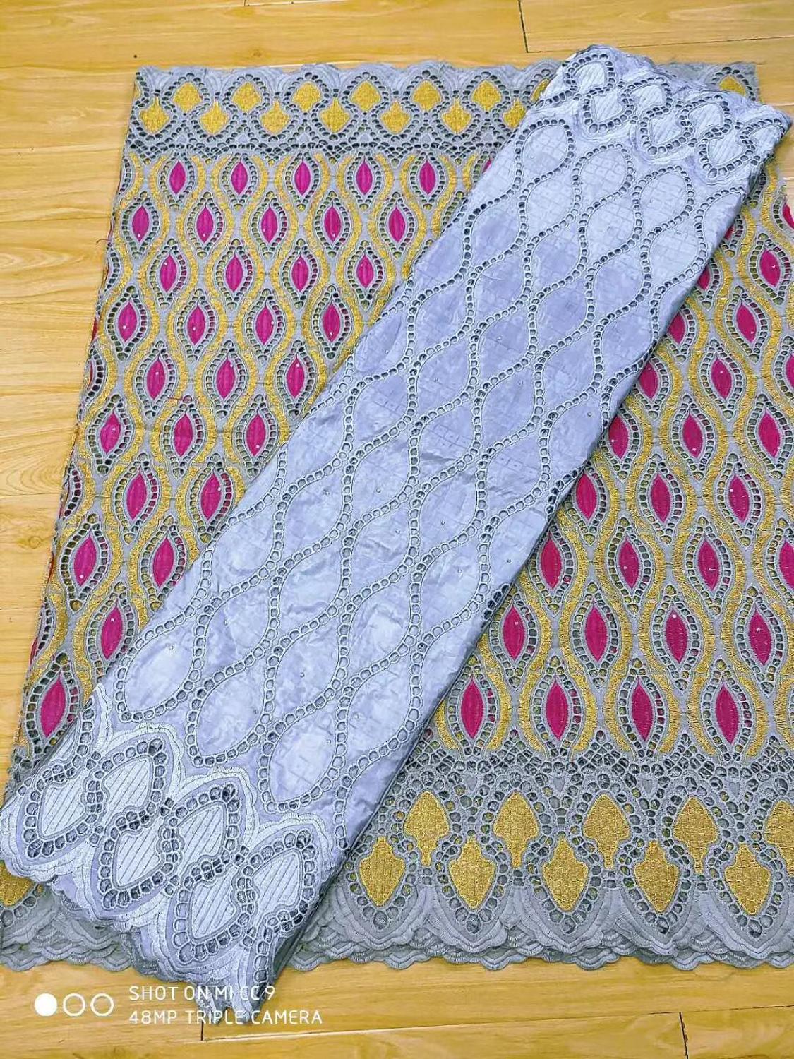 2.5 y tissus en dentelle suisse,  +2.5 y bazin brode riche broderie africaine, 100%  tissus en coton, voile suisse en dentelle populaire de style dubaï
