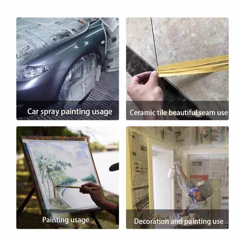Cinta adhesiva amarilla de 20m, cinta adhesiva para pintura, papel texturizado, decoración de pintura de coche, rasgado manual sin costuras para pintores