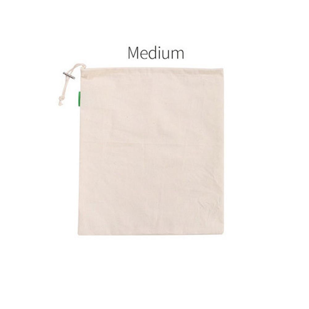 Reusable Bulk Bin Cotton Drawstring Storage Bag Metal Buckle Multi-Purpose Fruit Vegetable Rice Bread Shopping Bags Home Storage: Medium