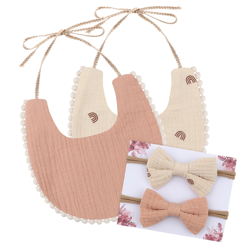 Asciugamano Saliva per bambini CORB con Kit fascia Bowknot 2 pezzi bavaglini per neonati in puro cotone regalo per nuovi genitori