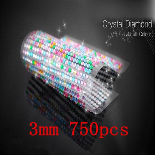 Many Styles Mixed Color Acrylic Rhinestone Crystal Decoration Stickers 3D Baby Kids boys girls DIY Cute Children toys Stickers: 3mm750pcs