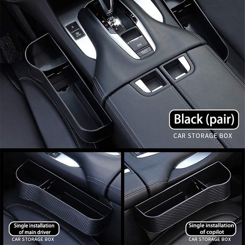 Car Seat Storage Box, Multi-Functional Slot Storage Box, Carbon Fiber Cup Holder Storage Box Finisher (Main Driver)