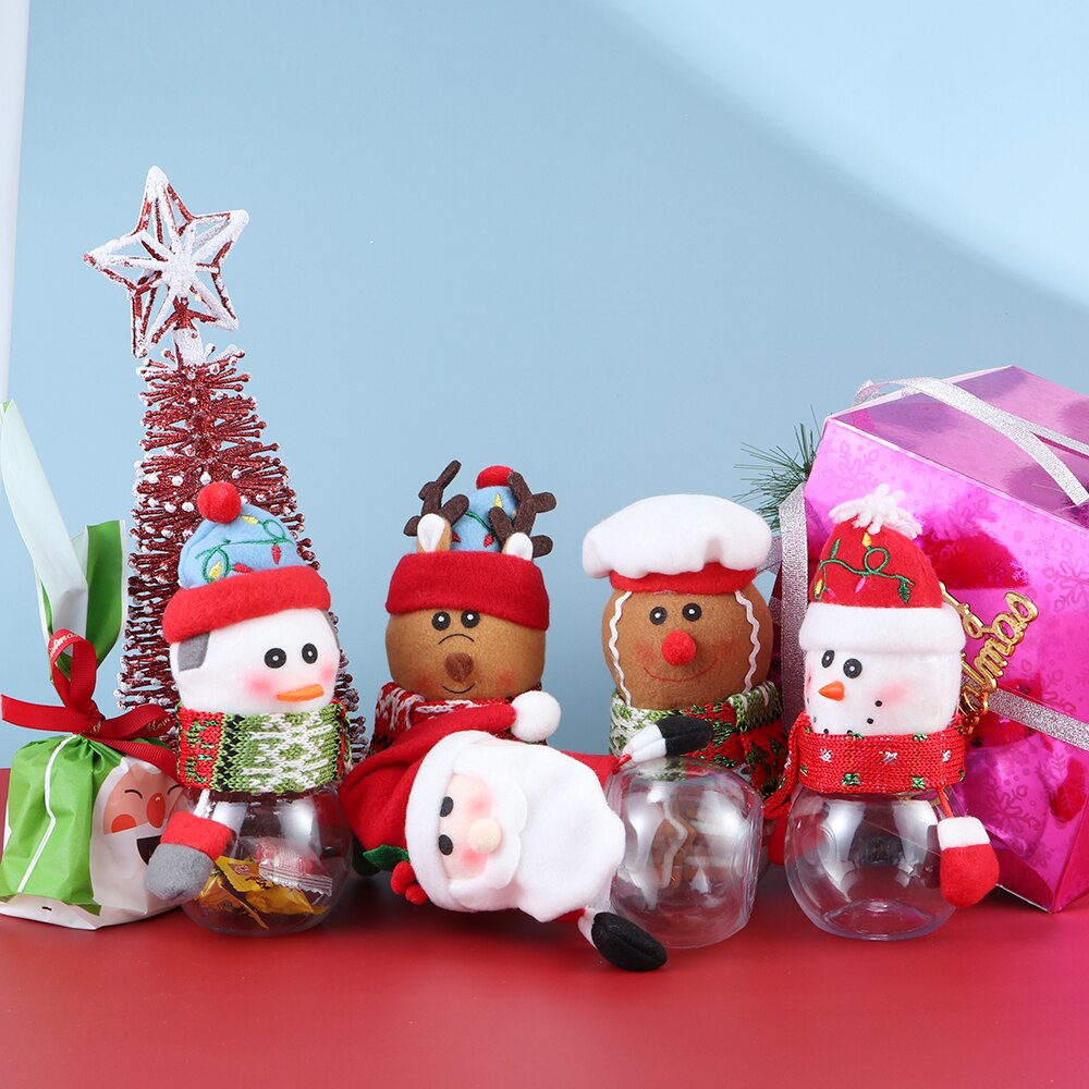 1PC Year Merry Christmas Sugar jar Candy Storage Box Deer Snowman Santa Claus Xmas Ornament Cookies Bags Baby Kids