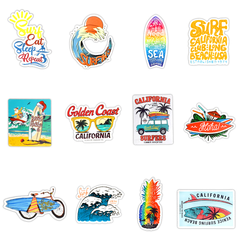 50 Uds verano pegatina de Surf playa de Graffiti Surf pegatinas DIY para tabla de Surf portátil equipaje bicicleta de la tableta de la botella de agua