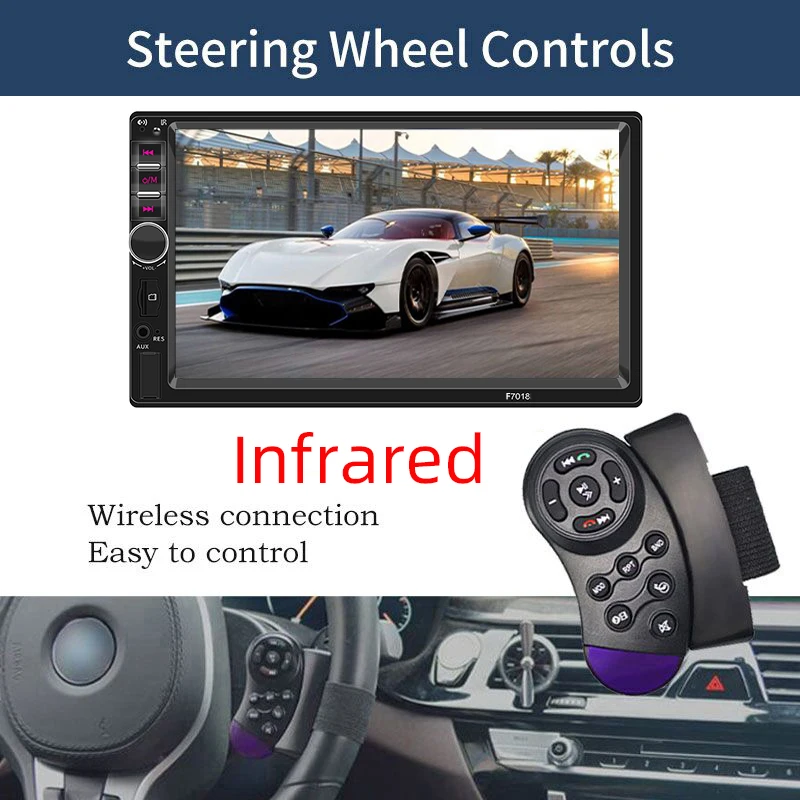 Radio de coche de 7 pulgadas, 1 Din, Carplay, Android, reproductor Multimedia para coche, pantalla táctil HD, Bluetooth MirrorLink, Autoradio Universal, entrada FM AUX