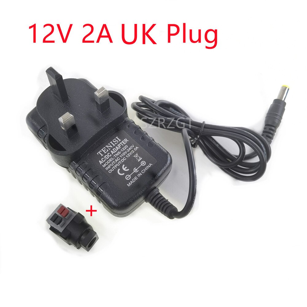 Tn 12V 24W Eu Us Plug Driver Adapter AC110V 220V Naar DC12V 2A 5.5*2.1Mm led Voeding Voor Led Strip Verlichting Transformator Adapter: UK Plug